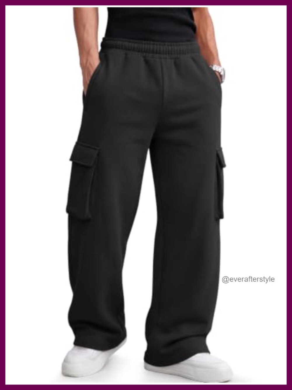 Men's Cargo Fleece Sweatpants Relaxed Straight Leg Joggers